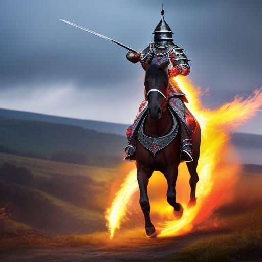 Headless Knight on Flaming Horse: Dark Fantasy Charge