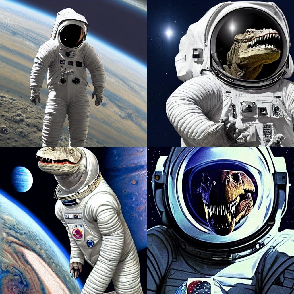 Astronaut T-Rex on Jupiter: A Realistic Rendering