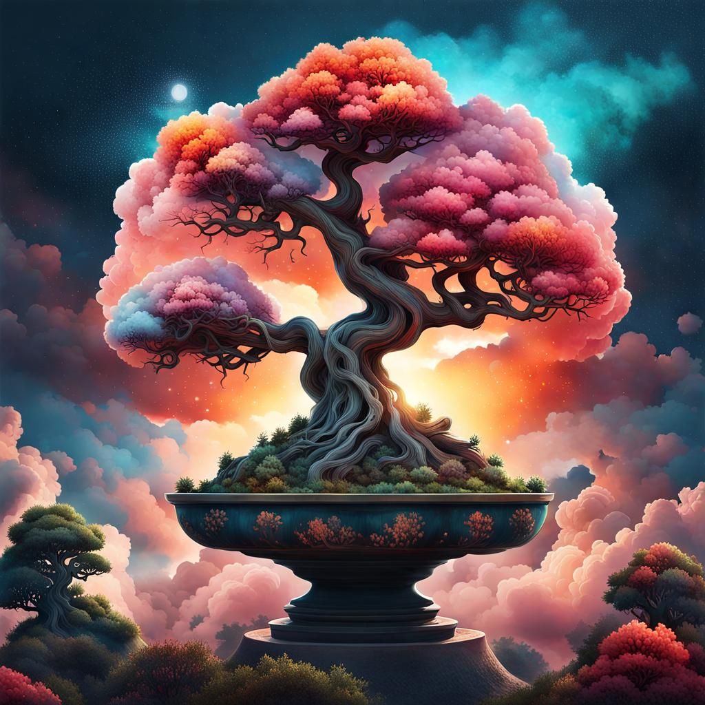 Yggdrasil Bonsai City in Double Exposure