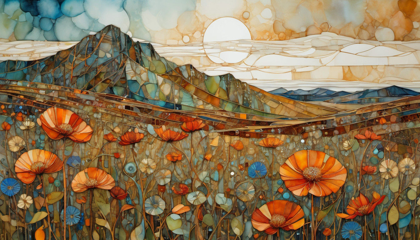 Vibrant Wildflower Mosaic in Earthy Tones