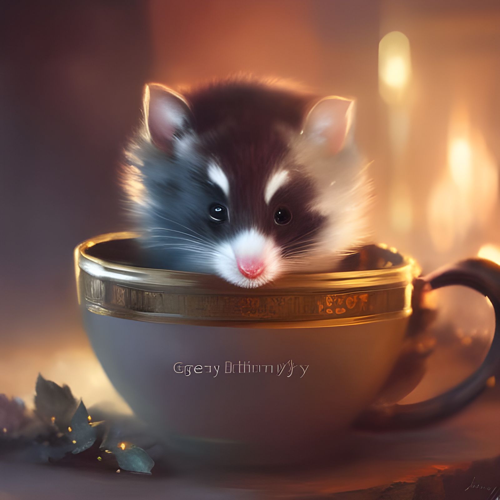 Majestic Mouse in a Teacup Oil Painting