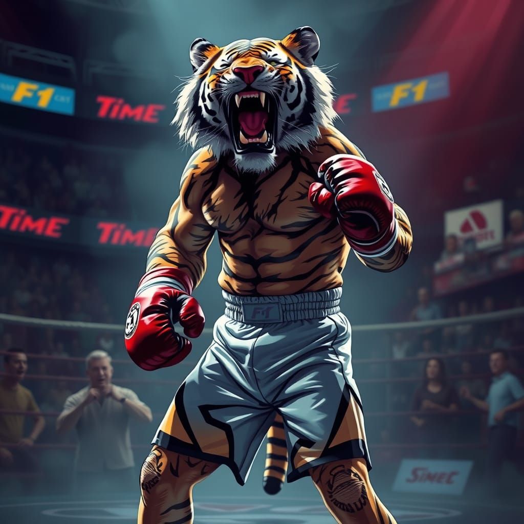 Tiger MMA Fighter in Crowded Arena
