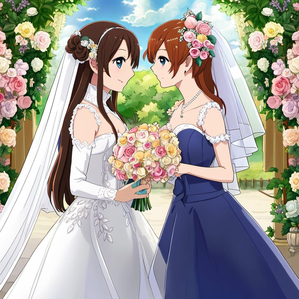 Anime lesbian wedding