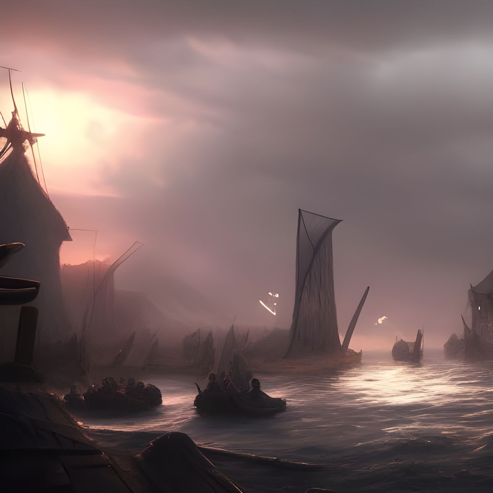 Viking Village Cheers Sailors: Dark Fantasy Concept Art