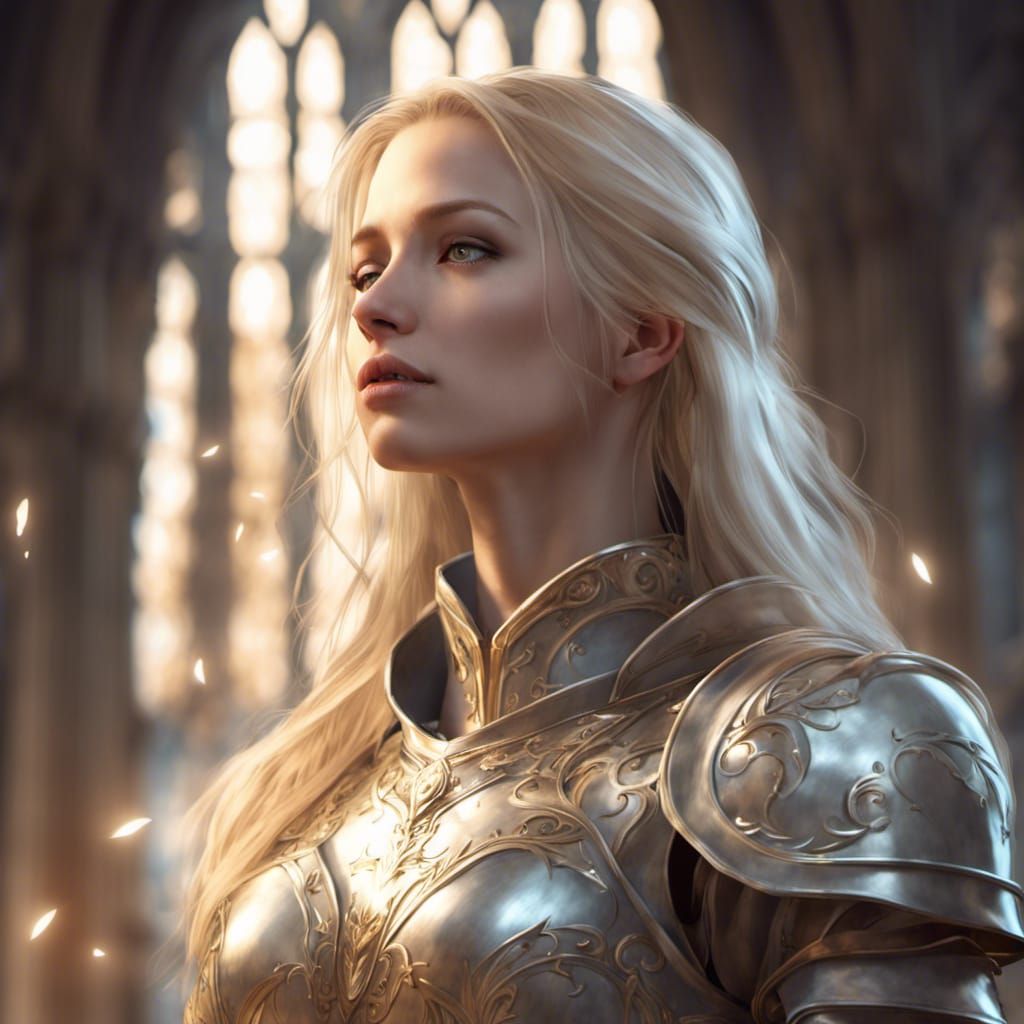 Fantasy Paladin in Cathedral with Volumetric Lighting
