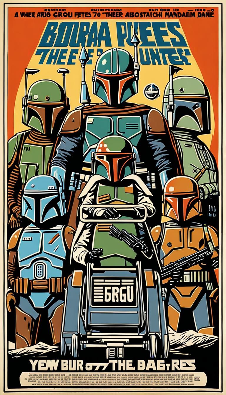 Retro Star Wars Poster Featuring Bounty Hunters
