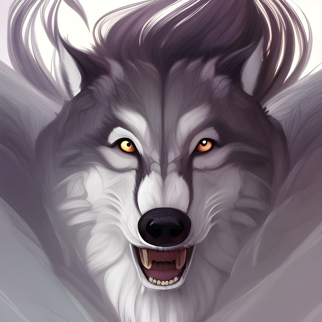 Fierce Werewolf Portrait, Digital Art Illustration