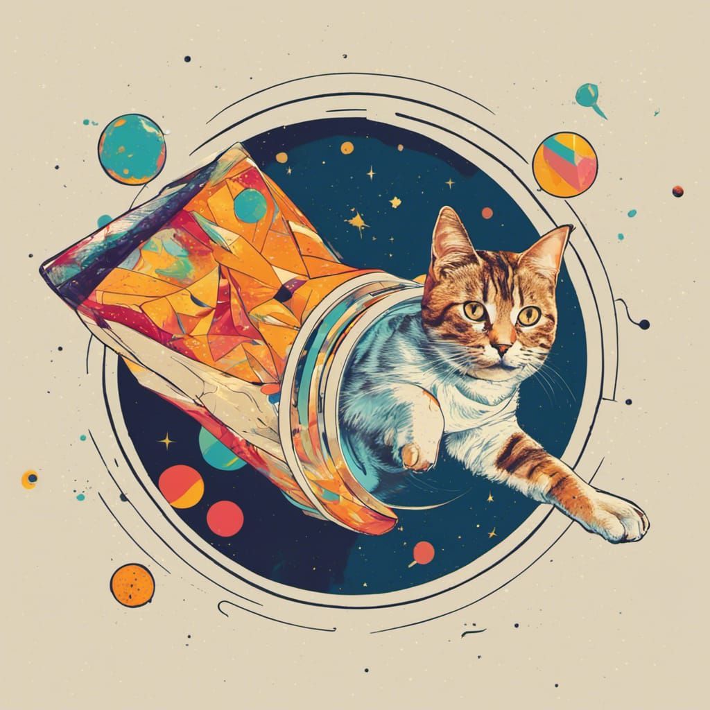 Cat Burrito Flies Through Space: Pop Art Print