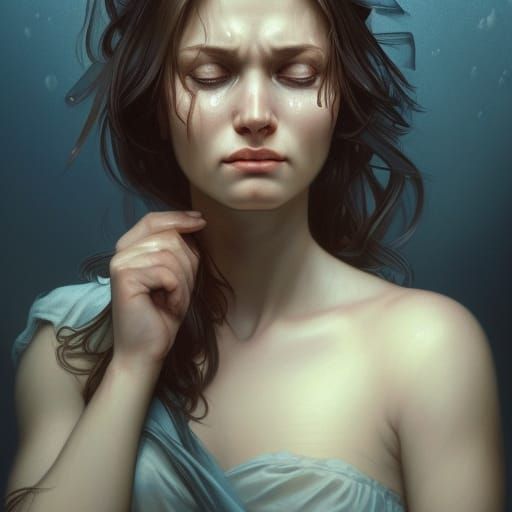 Brunette Woman's Portrait in Chiaroscuro Style