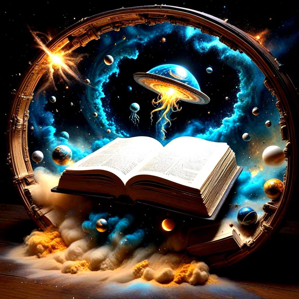 Cosmic Dreamscape of Floating Books Dioramas