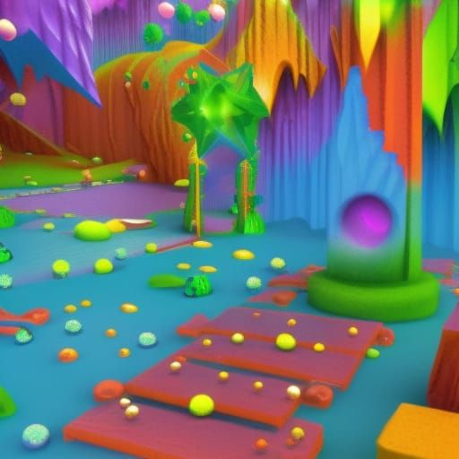 Dreamy 90s Fantasy Landscape in CGI 3D Art