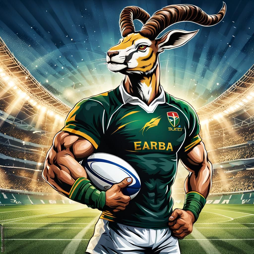 Springbok Gazelle Rugby Player Illustration