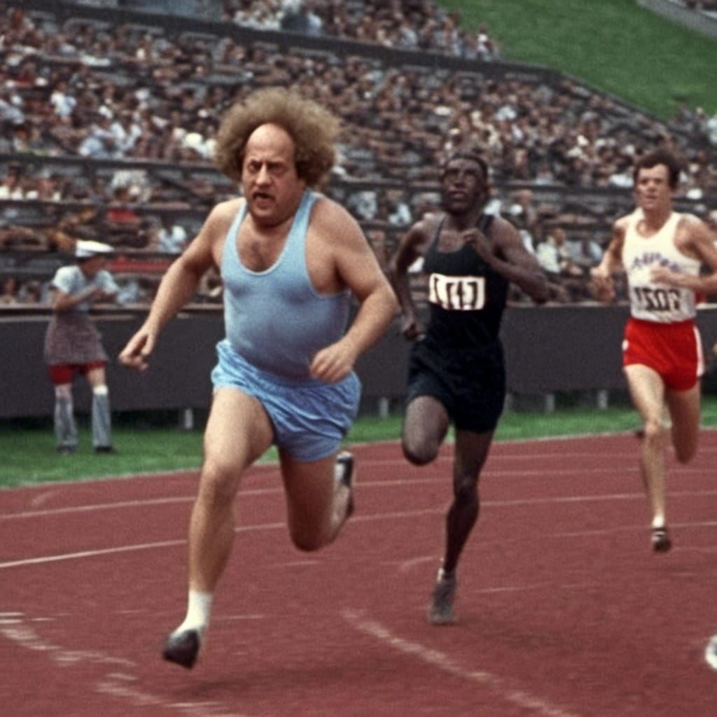 Cross-Eyed Larry Fine Runs Crazed Race