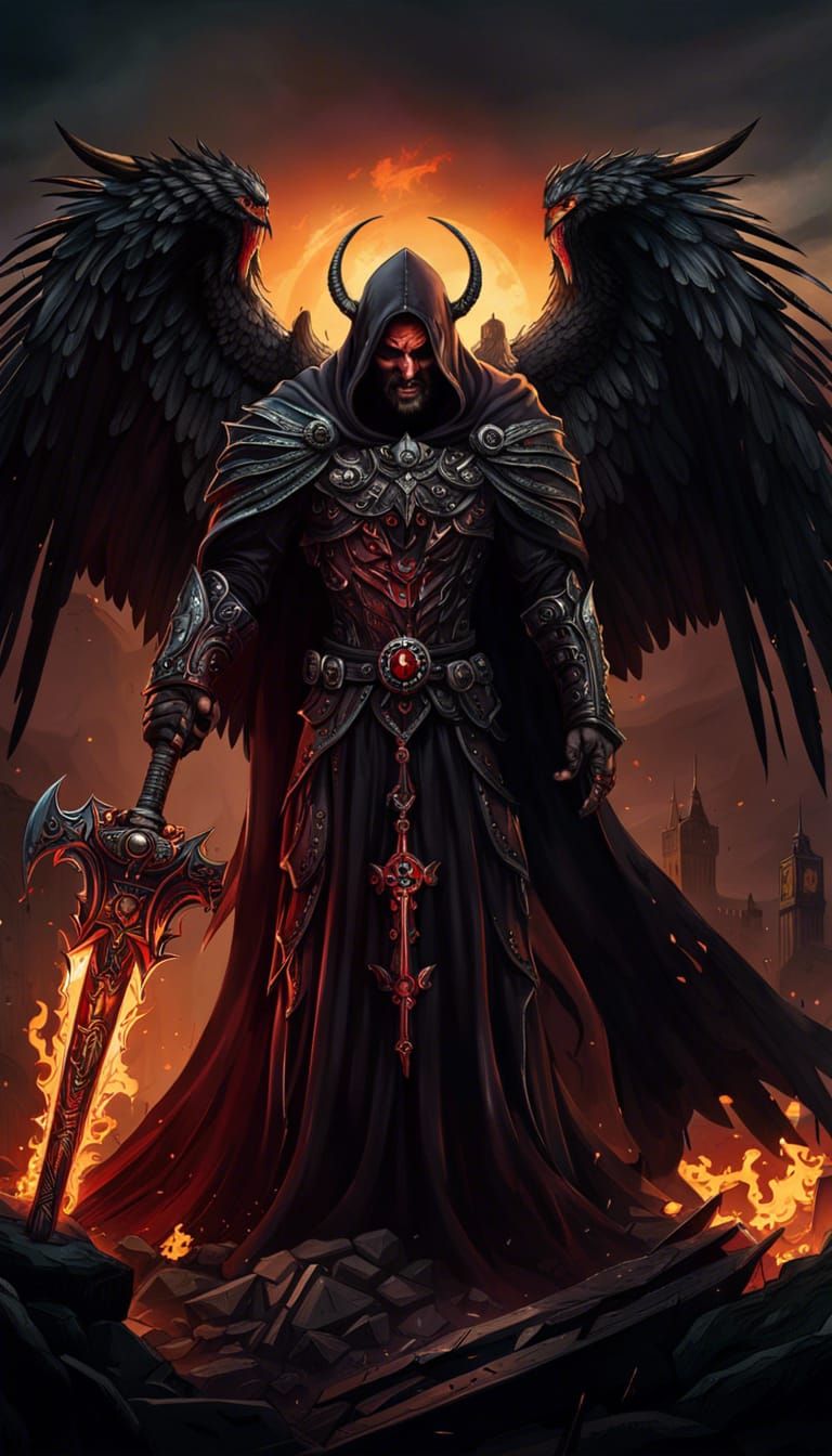 Bloody Angel of Death in a Horror Scene