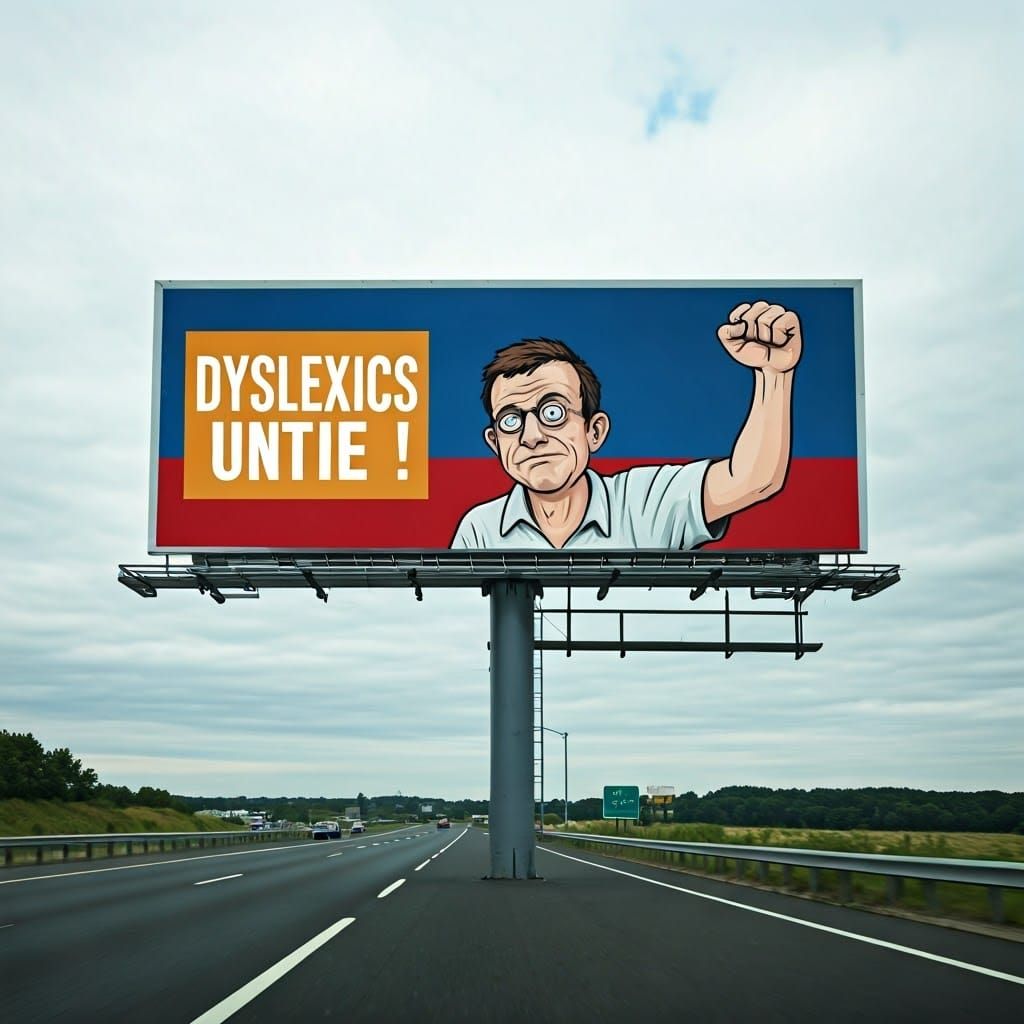 Protest Billboard with Raised Fist and Highway Background