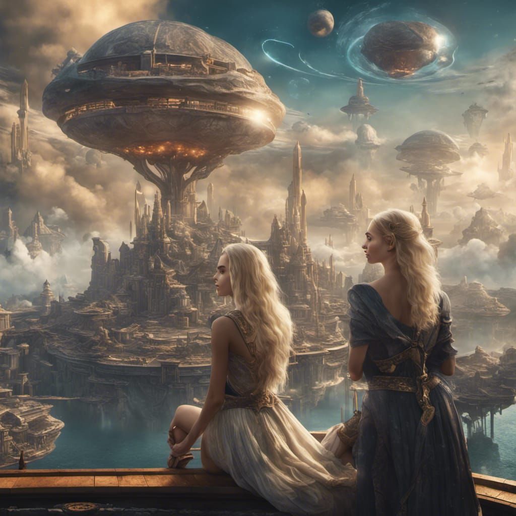 Fantasy Woman Watches Alien World Arrival