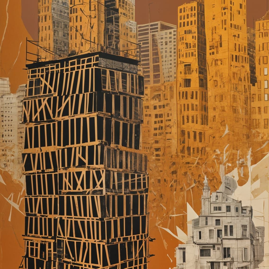 Poetic Cityscape Under Construction