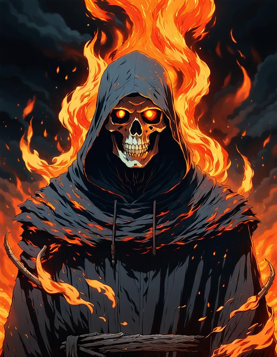 Fire Portrait of Grim Reaper