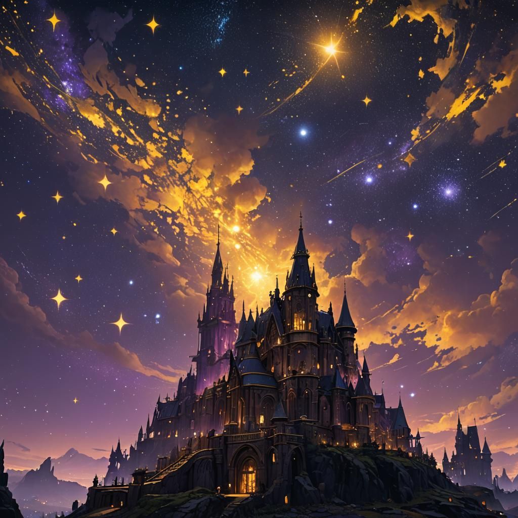 Spectacular Starry Night Sky in Dark Fantasy Style
