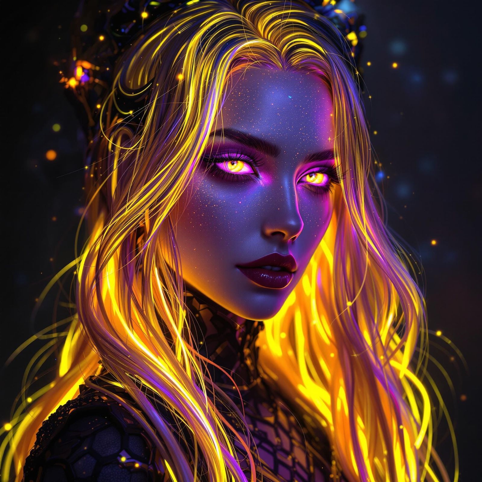 Glowing Woman in Dark Fantasy Portrait