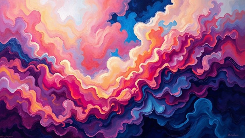 Abstract Sound Waves in Vibrant Expressionist Style