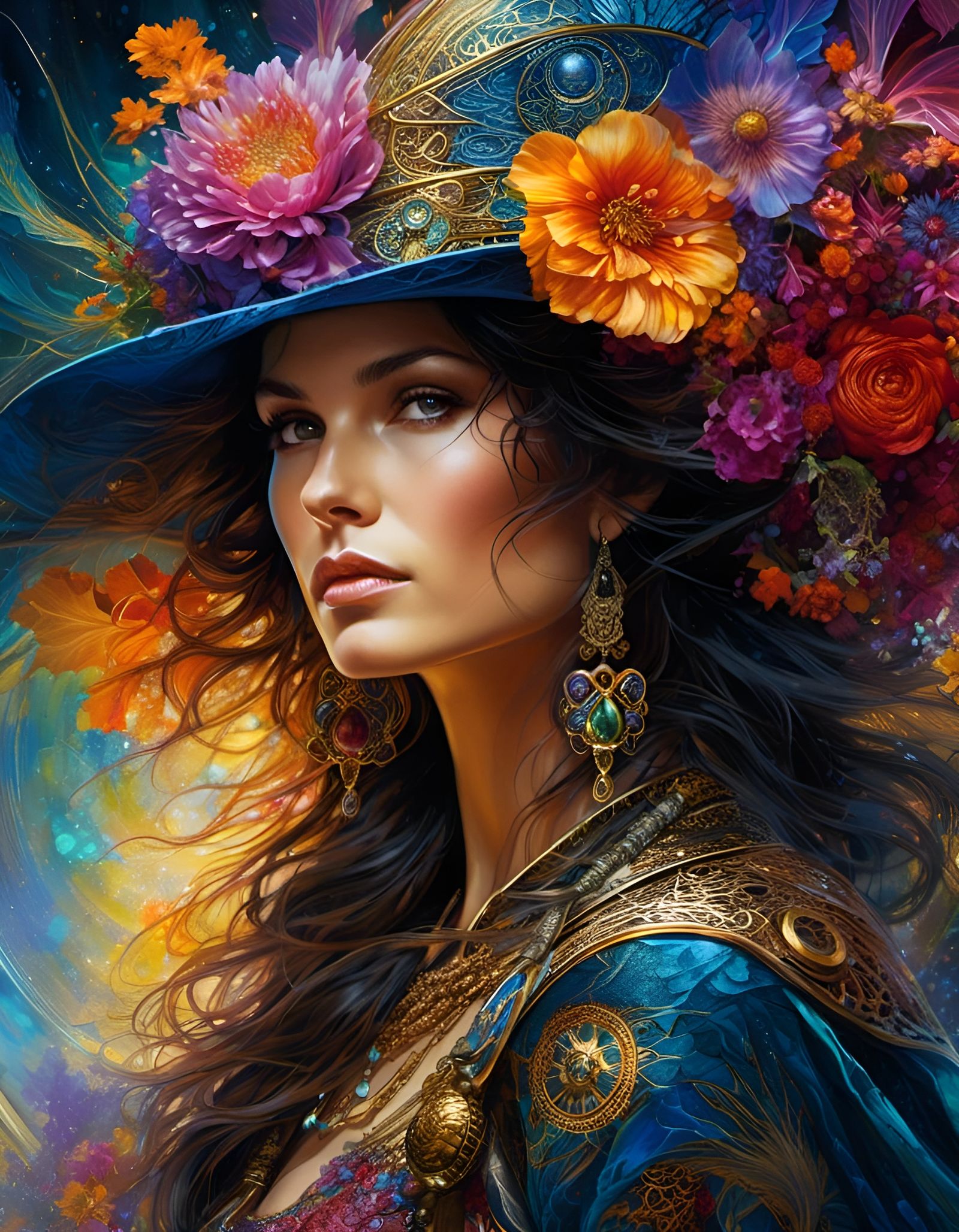 Hyperreal Norse Pirate Ninja God in Flower Style