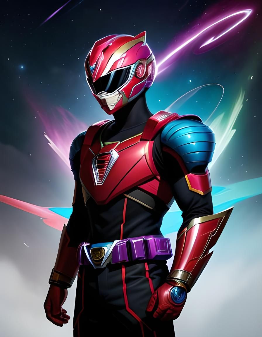 Team of Power Rangers in Luminous Colors