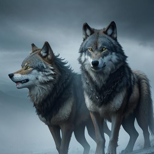 Epic Wolves in Dramatic Digital Painting