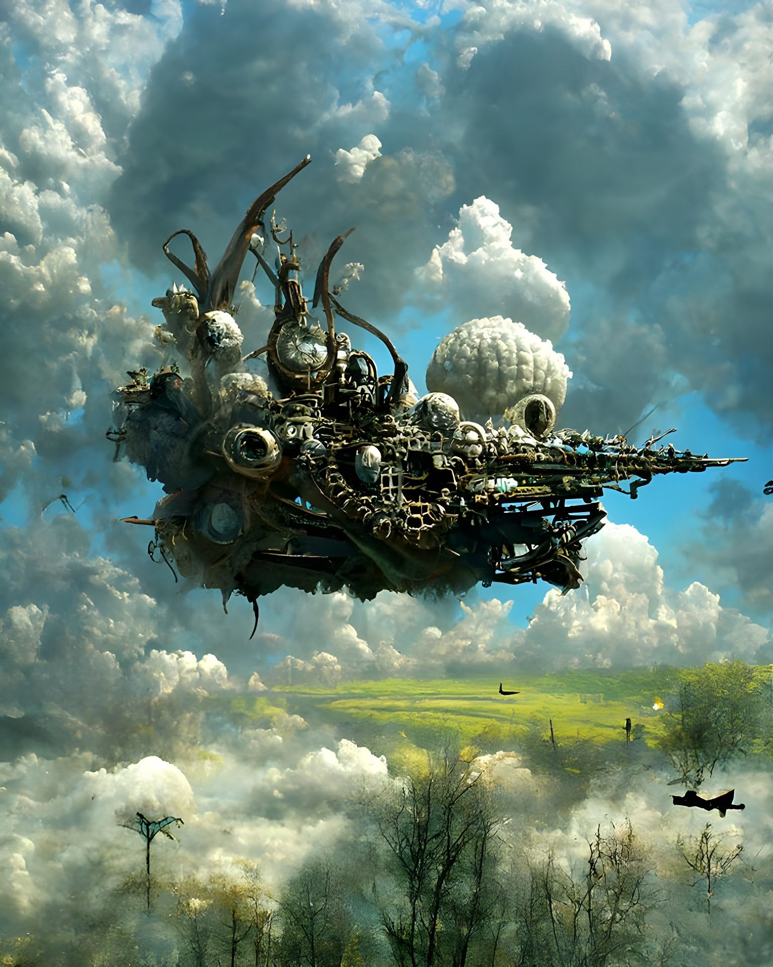 Eldritch Mothership Under Attack: Digital Concept Art