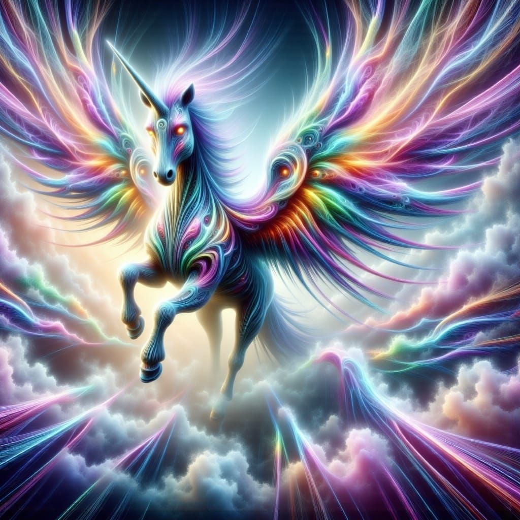 Majestic Unicorn in Flight: Digital Art