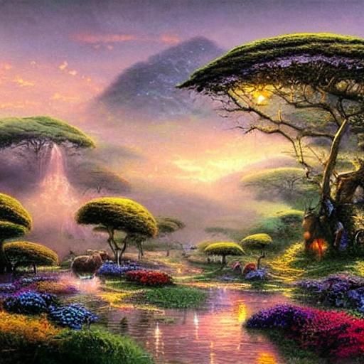 Ethereal African Landscape in Luminist Style
