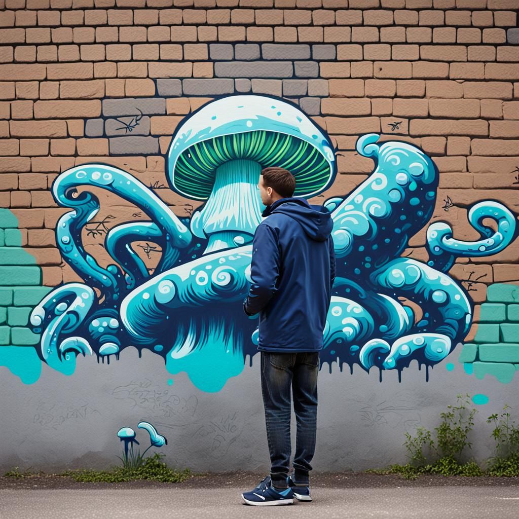 Graffiti Art with Neon and Bioluminescent Effects