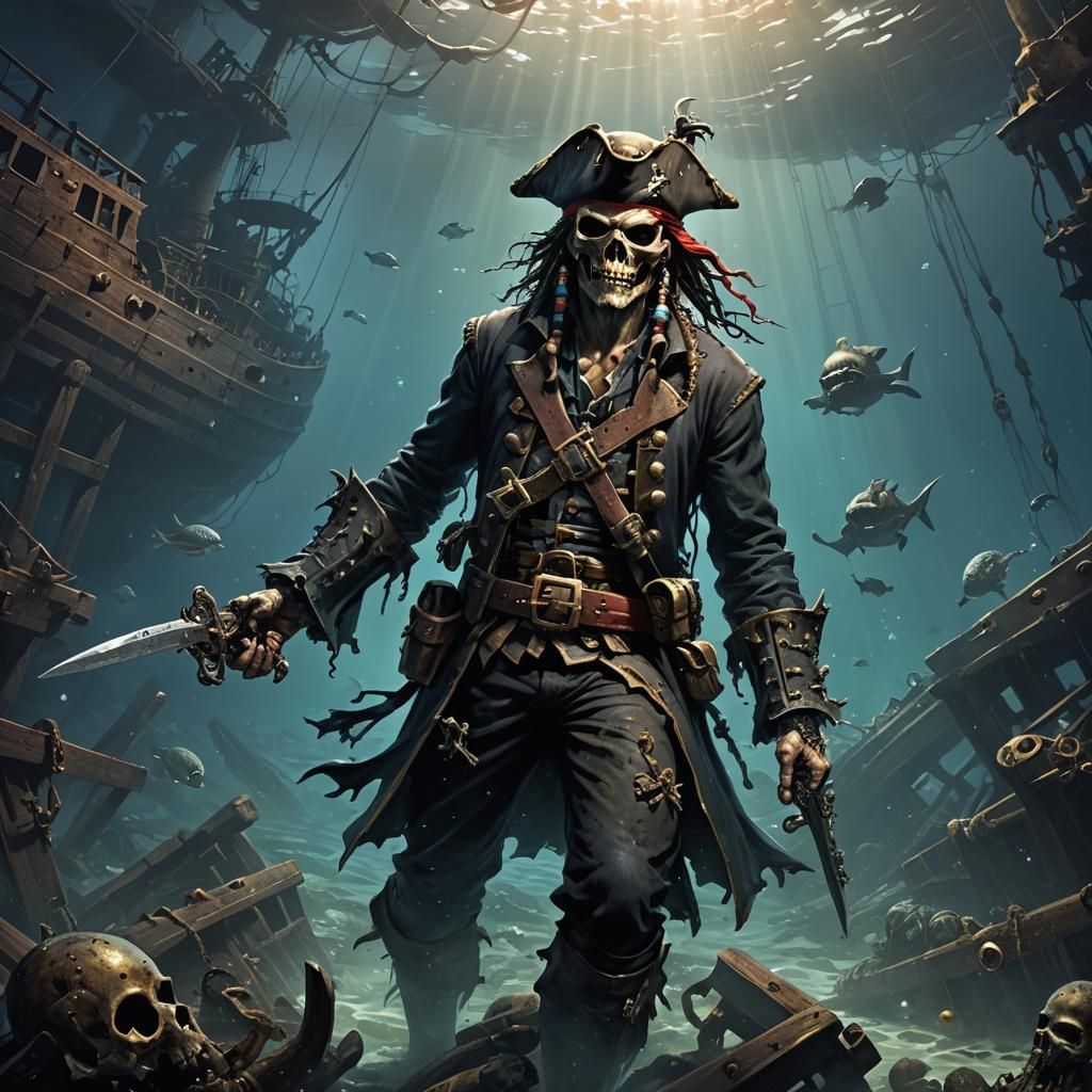 Sinister Underwater Pirate Shipwreck