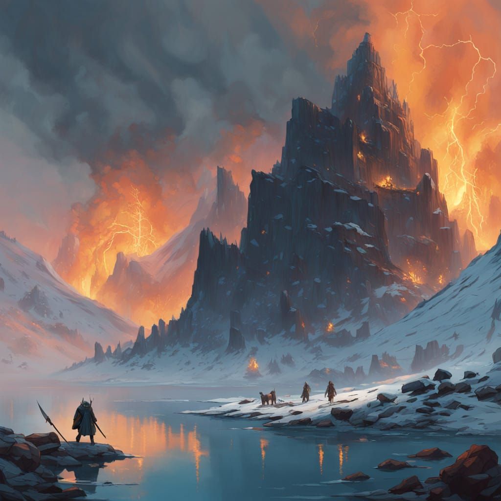 Viking Warriors Gather at the Fjord's Edge