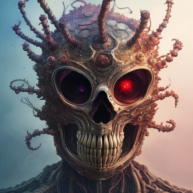 Steampunk Skeleton Ghost Rider Portrait in 8K