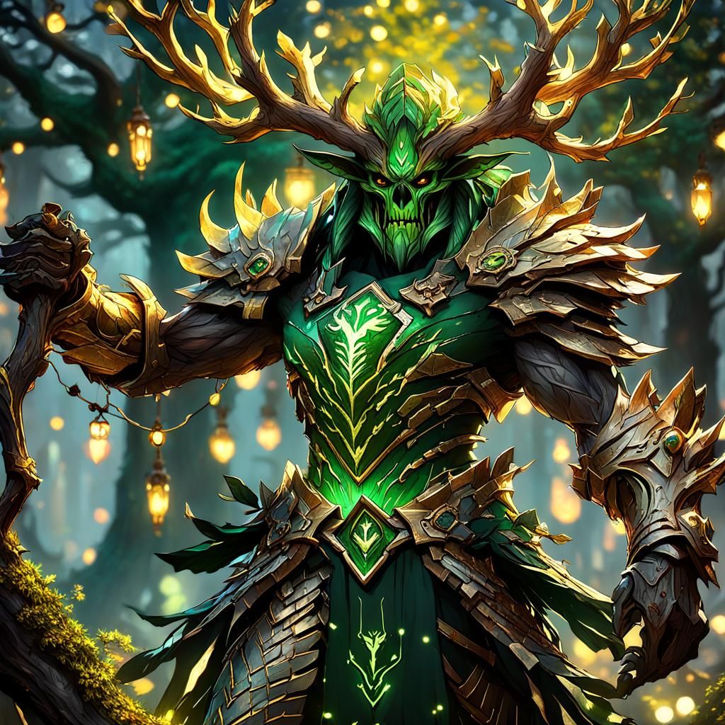 Happy Treant Warrior of Nature in Fantasy Armor