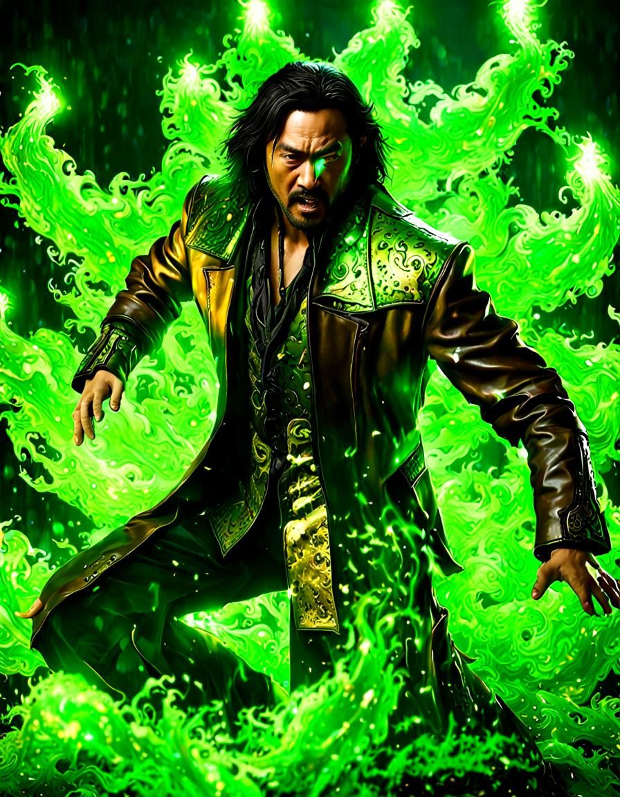 Shang Tsung Swallowing Souls in a Dungeon