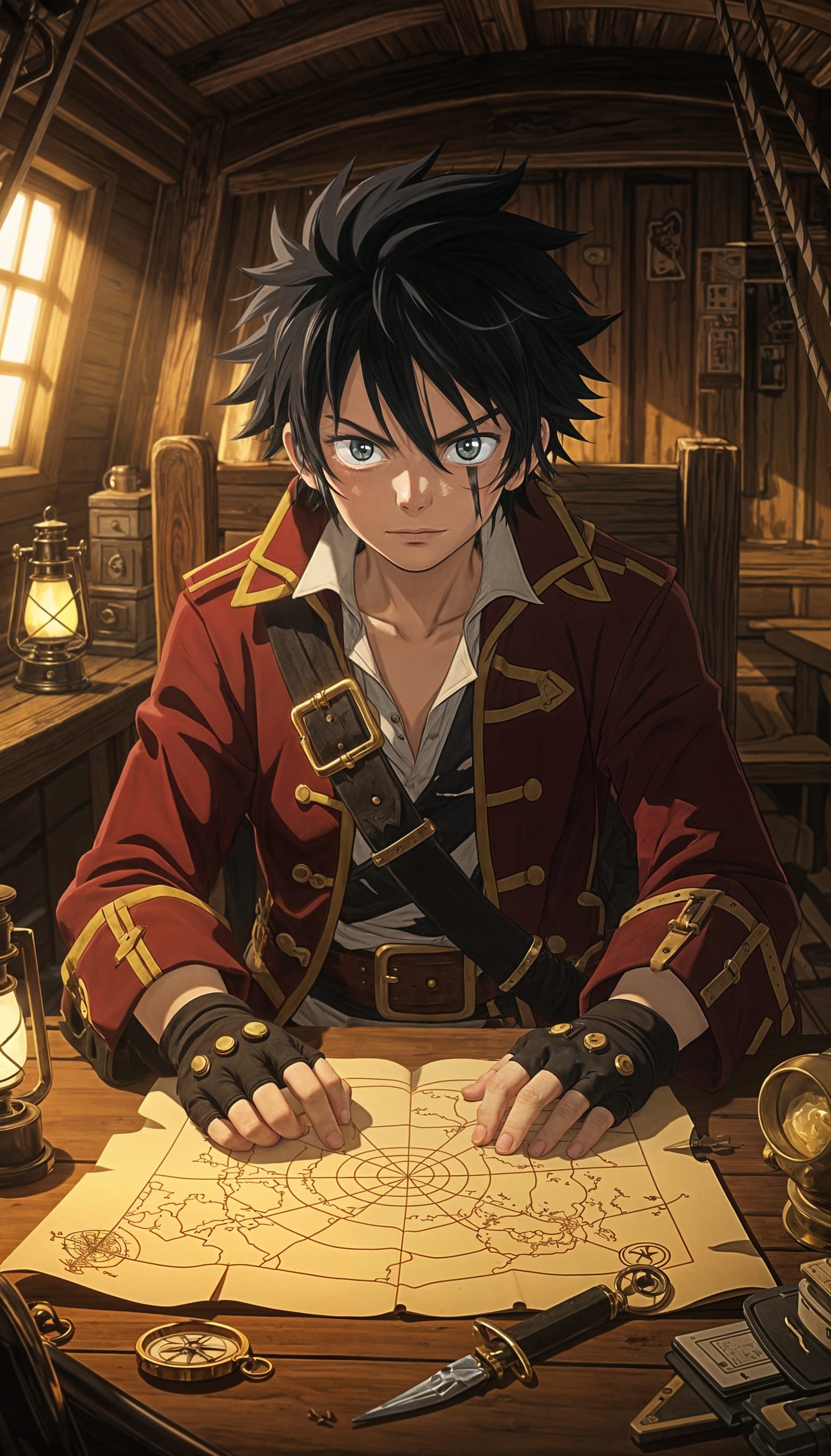 Pirate Boy in MAPPA Anime Style Cabin