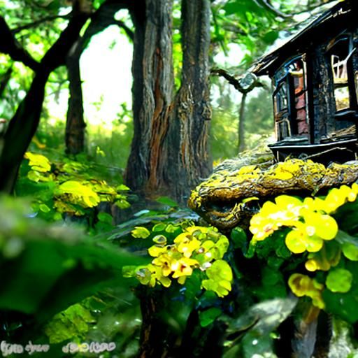 Enchanted Cottage in Magical Forest: Realistic Oil Painting