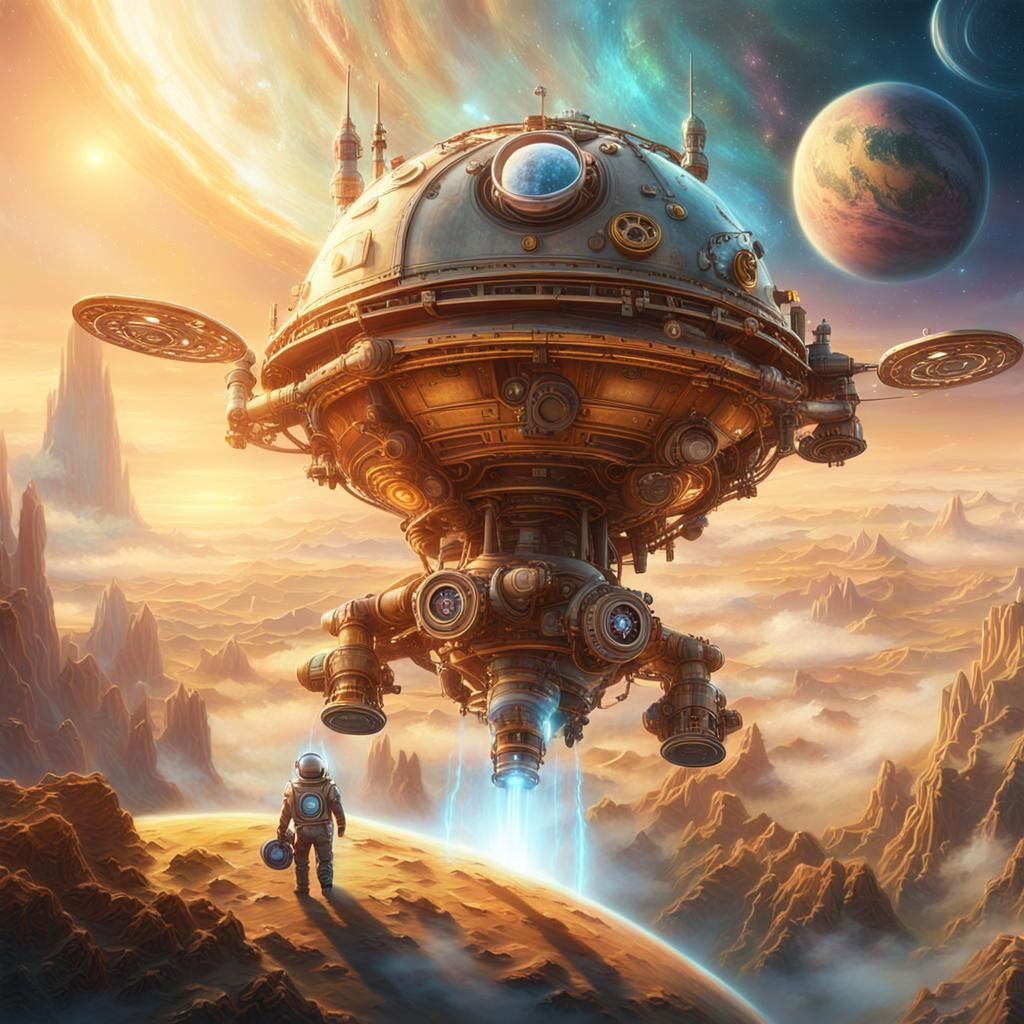 Steampunk Rocket in Ethereal Fantasy Orbit