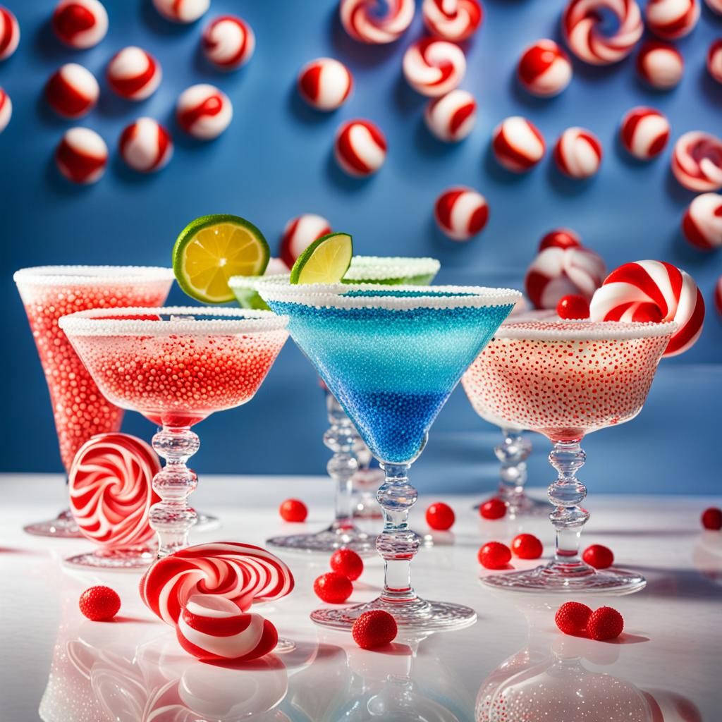 Peppermint Martinis Still Life in Pop Art Style