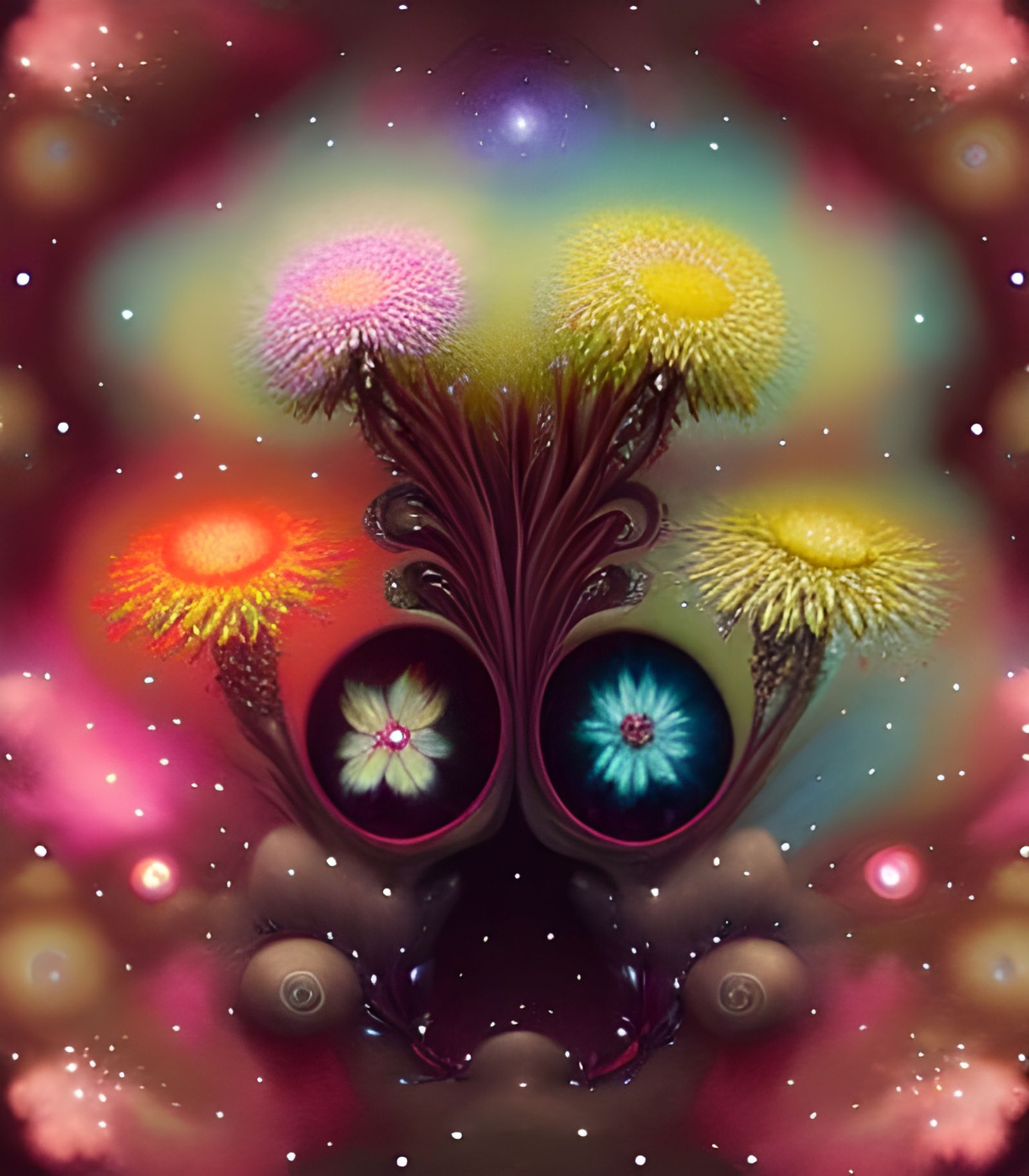 Cosmic Blossom Tree with Symmetrical Face