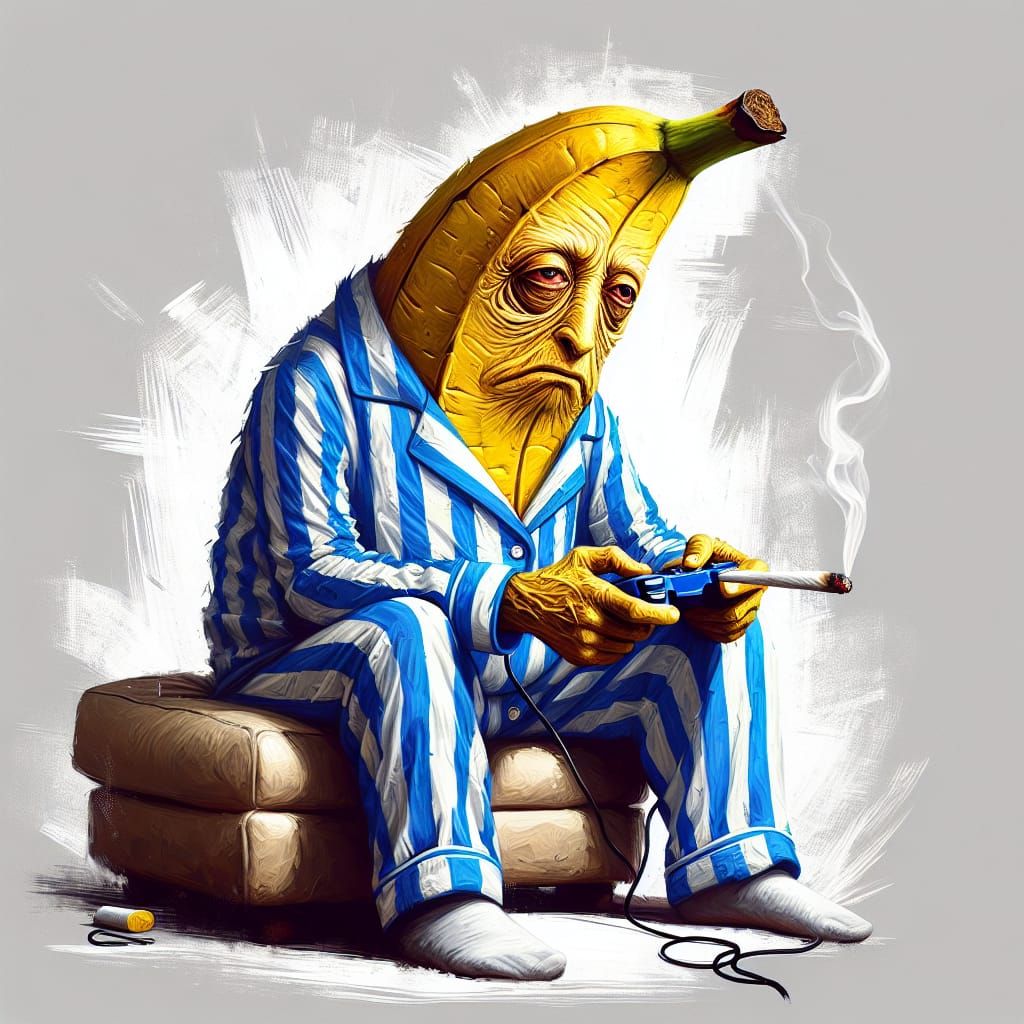 Banana in Striped Pajamas Smokes Joint in Vintage Speed Pain...