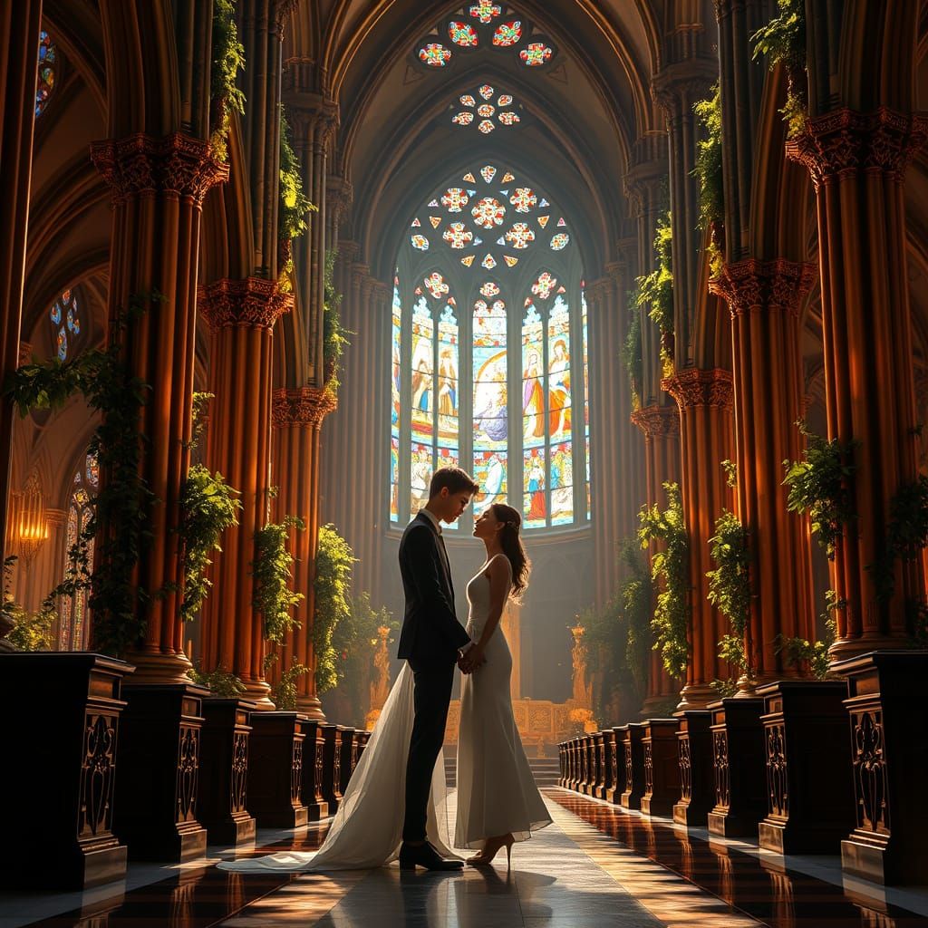 Elegant Church Wedding in High-Fantasy Style
