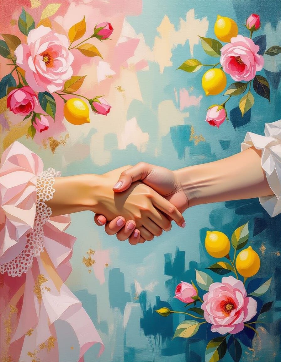 Handshake in Impressionist and Rococo Style