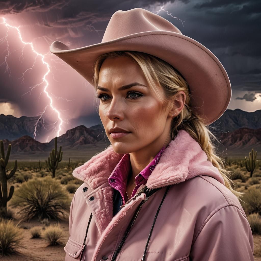 Stunning Cowgirl Portrait in a Lightning Desert