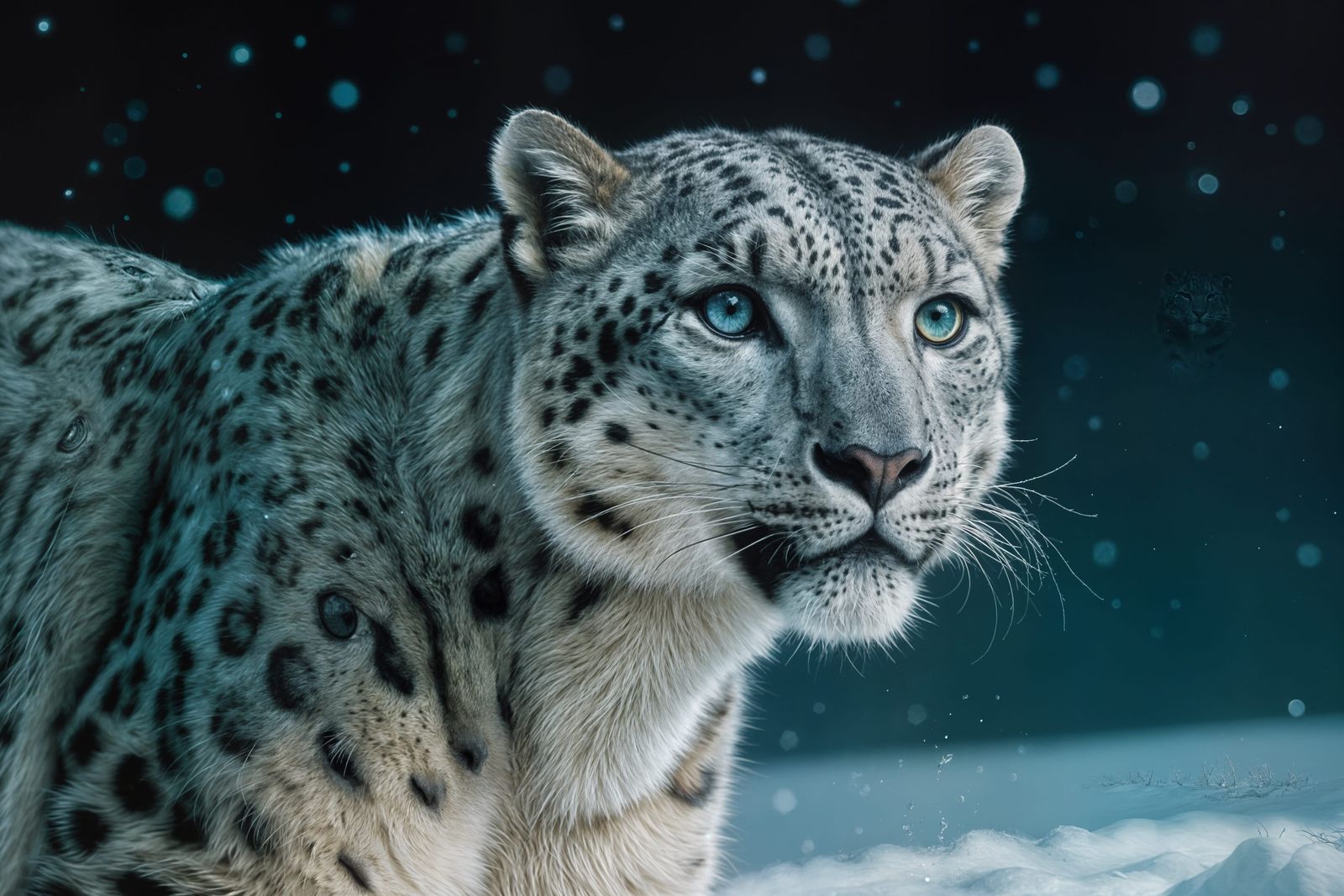 Snow Leopard Portrait in Oil Paint Style