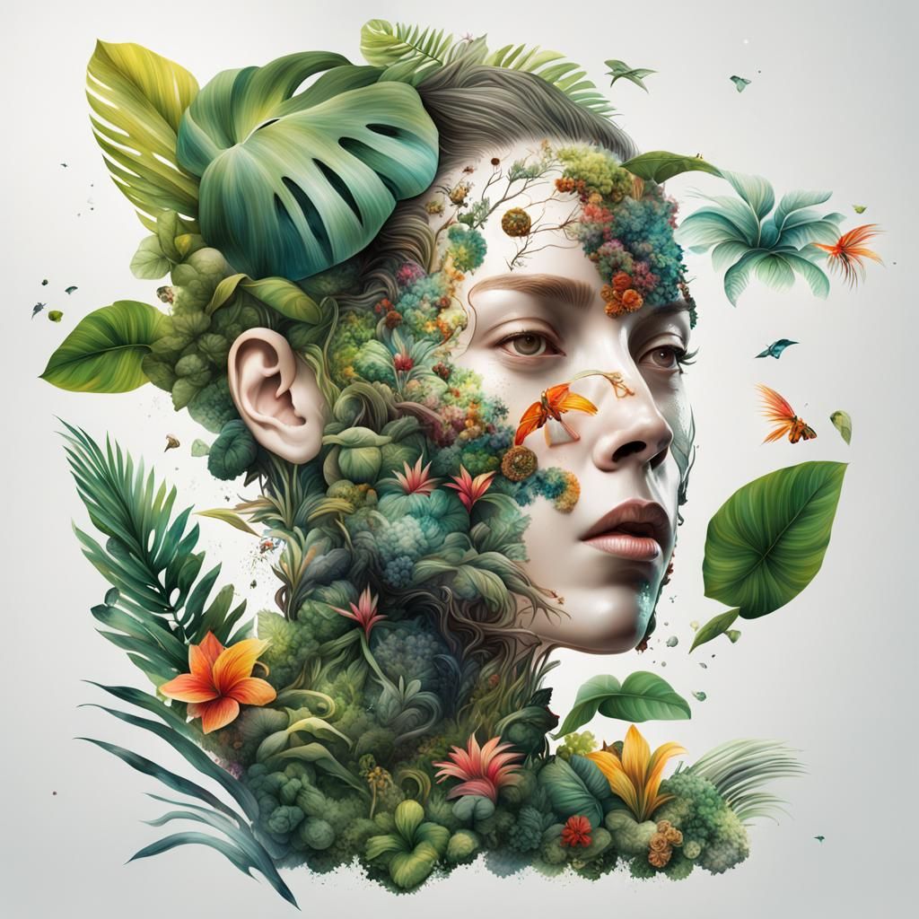 Botanical Woman: A Surreal Hyperrealistic Portrait
