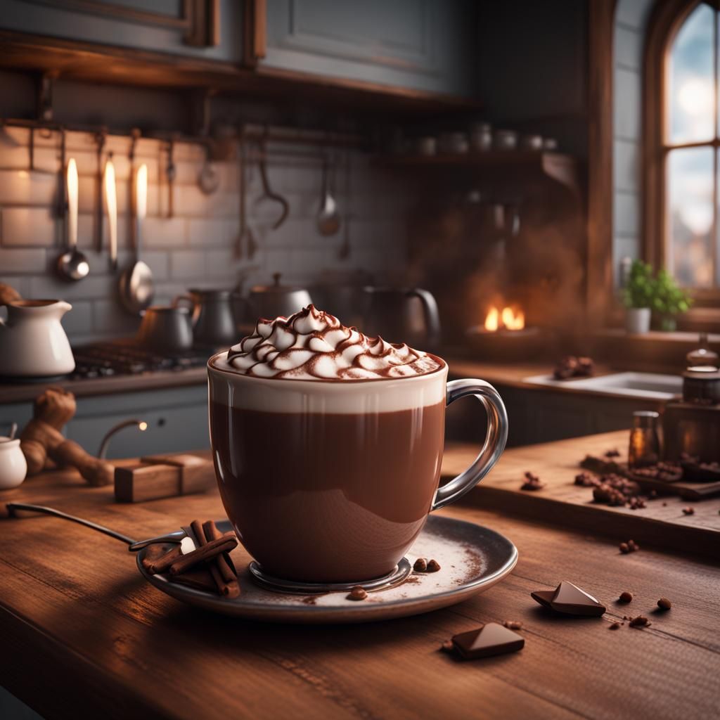 Hot Chocolate Matte Painting in Kitchen