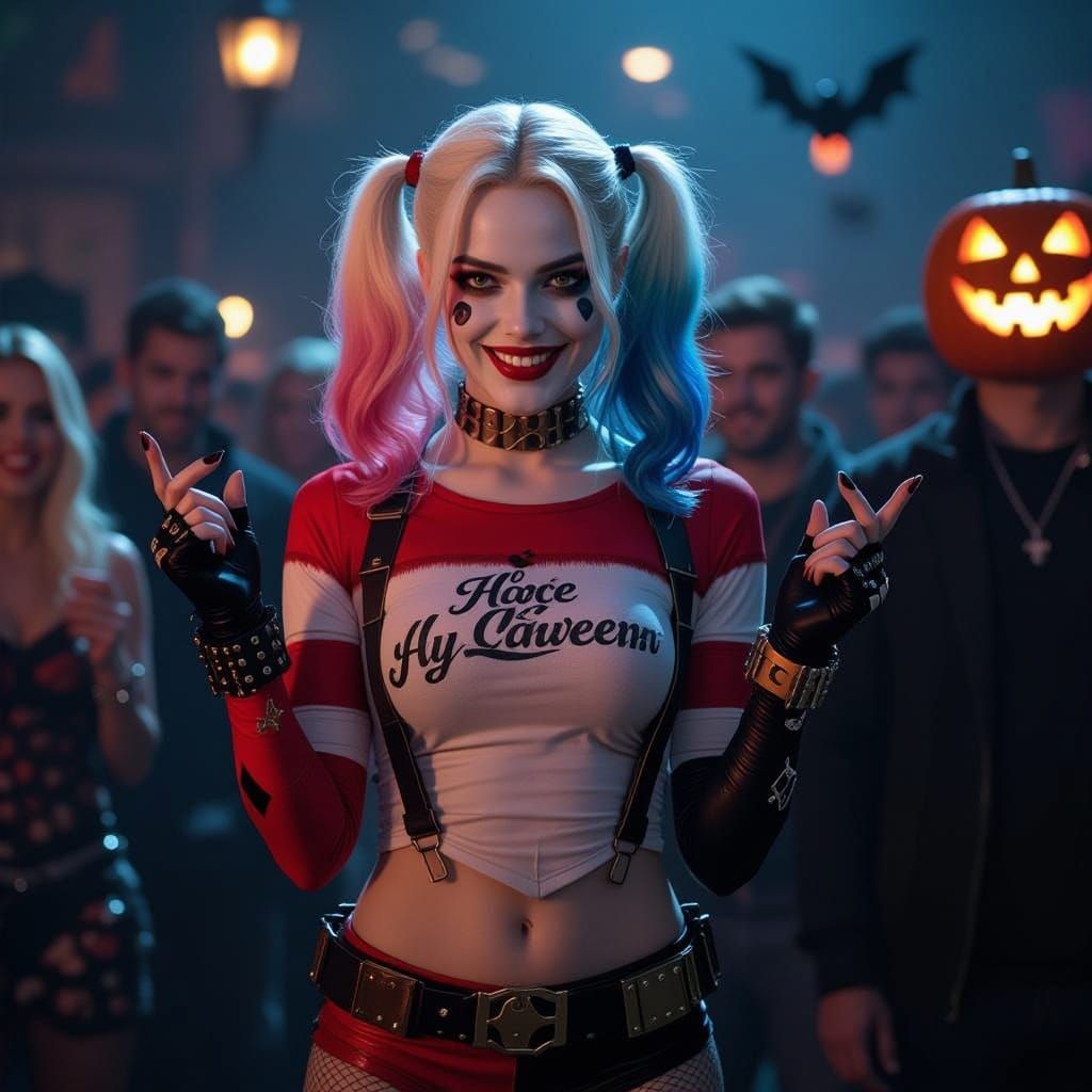 Harley Quinn at a Spooky Halloween Party